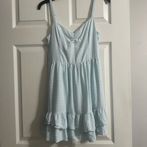 Hollister small juniors summer dress - blue plaid with tie back